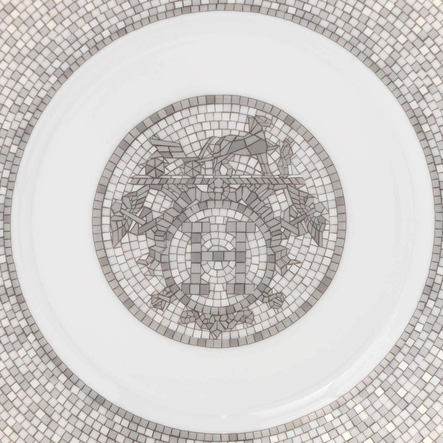 Hermes Porcelain Mosaique Au 24 Breakfast Cup And Saucer Set Of 2 Platine 4 of 10