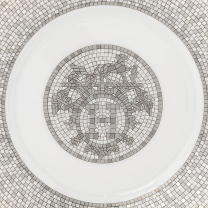 Hermes Porcelain Mosaique Au 24 Breakfast Cup And Saucer Set Of 2 Platine 4 of 10