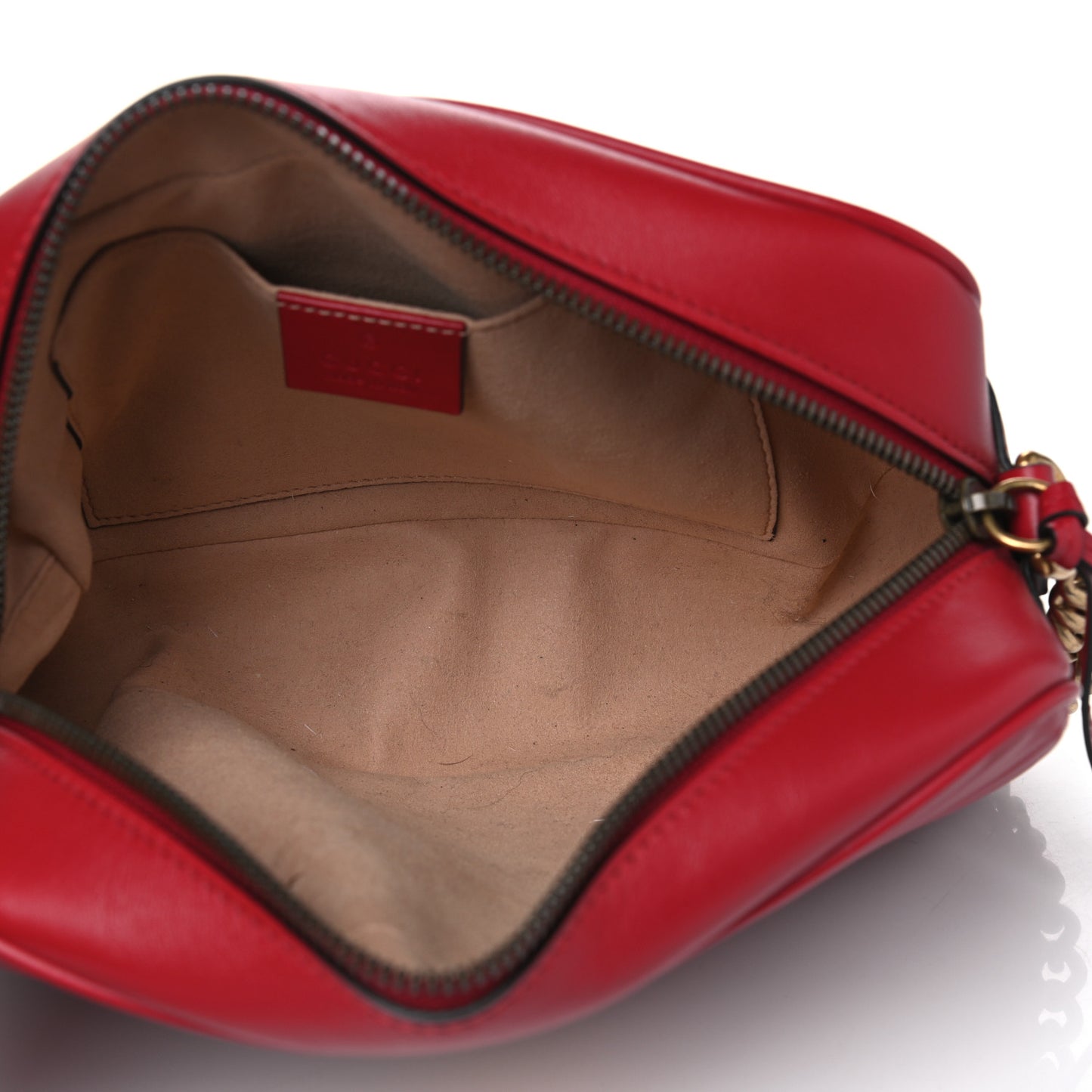 Calfskin Matelasse Small GG Marmont Chain Shoulder Bag Hibiscus Red