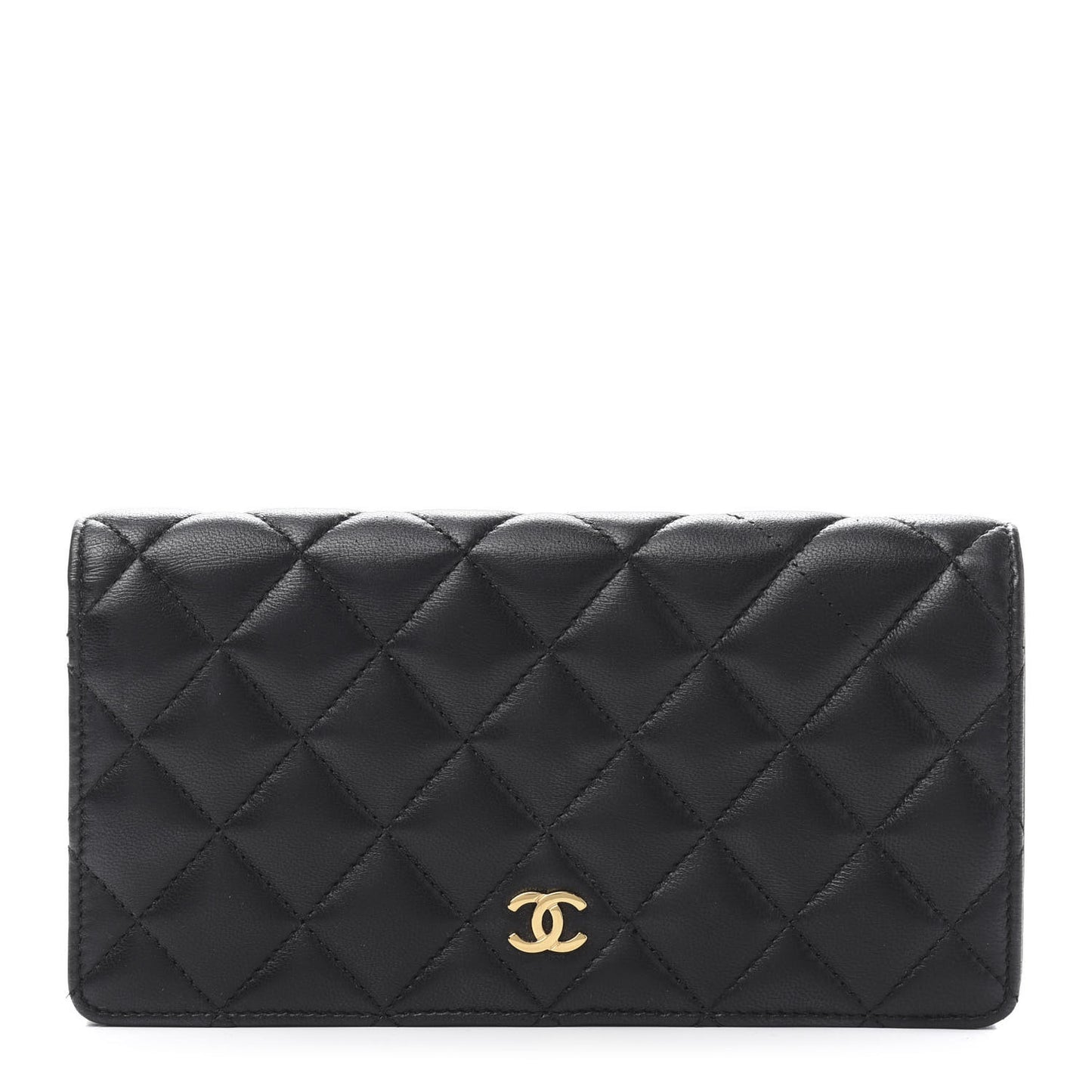 Lambskin Quilted Yen Wallet Black