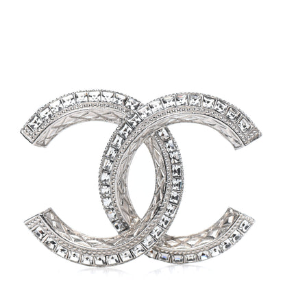 Chanel Baguette Crystal CC Brooch Silver 1 of 3