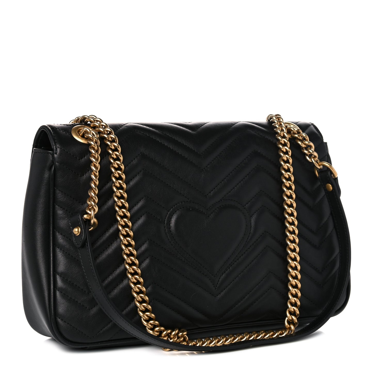 Calfskin Matelasse Medium GG Marmont Shoulder Bag Black