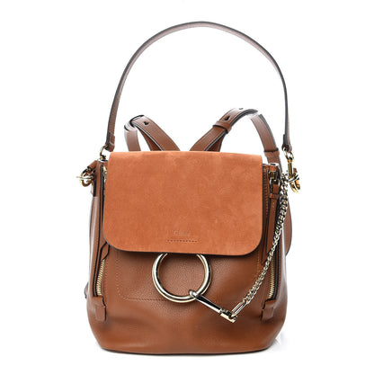 Chloe Suede Calfskin Small Faye Backpack Tobacco 1 of 11