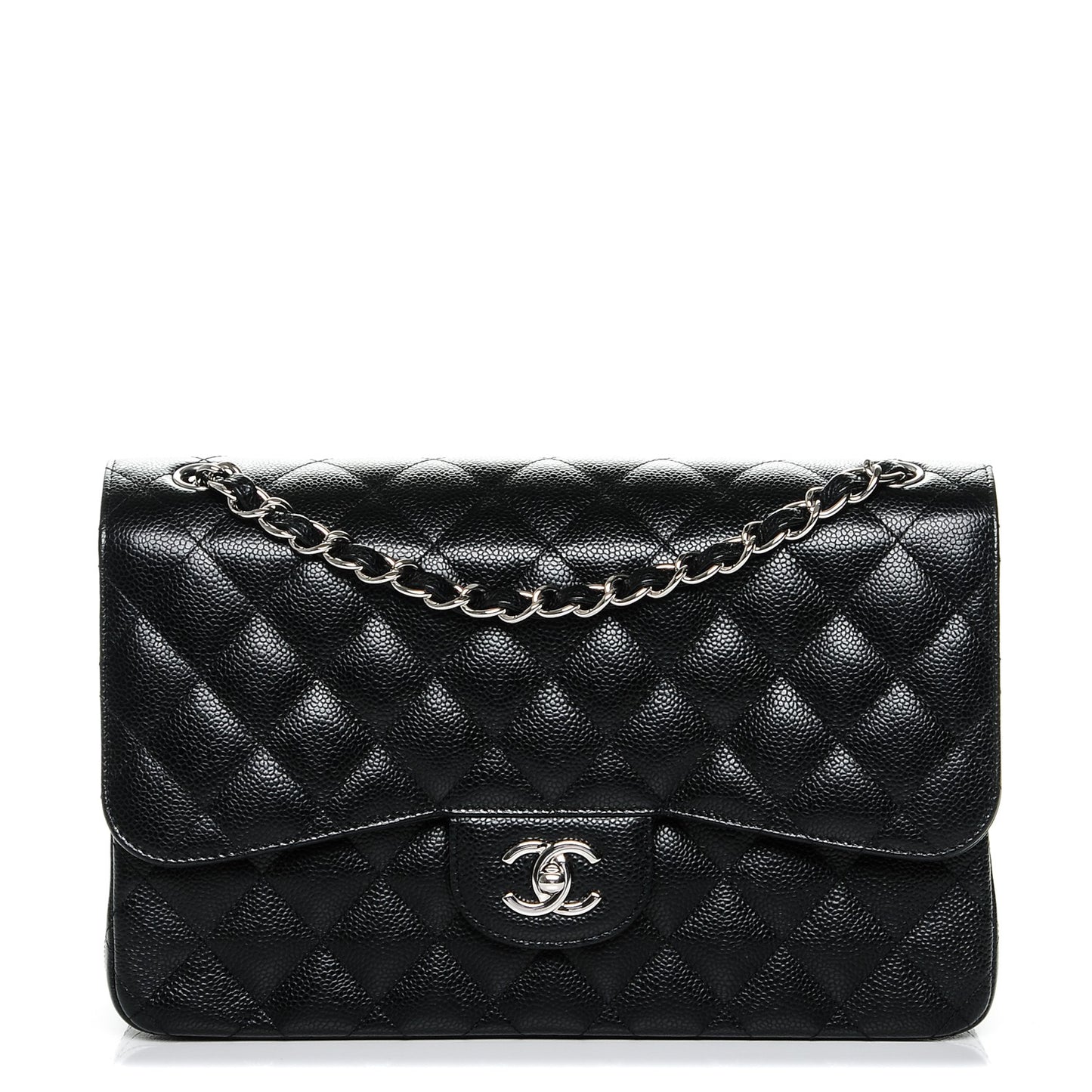 Caviar Quilted Jumbo Double Flap Black
