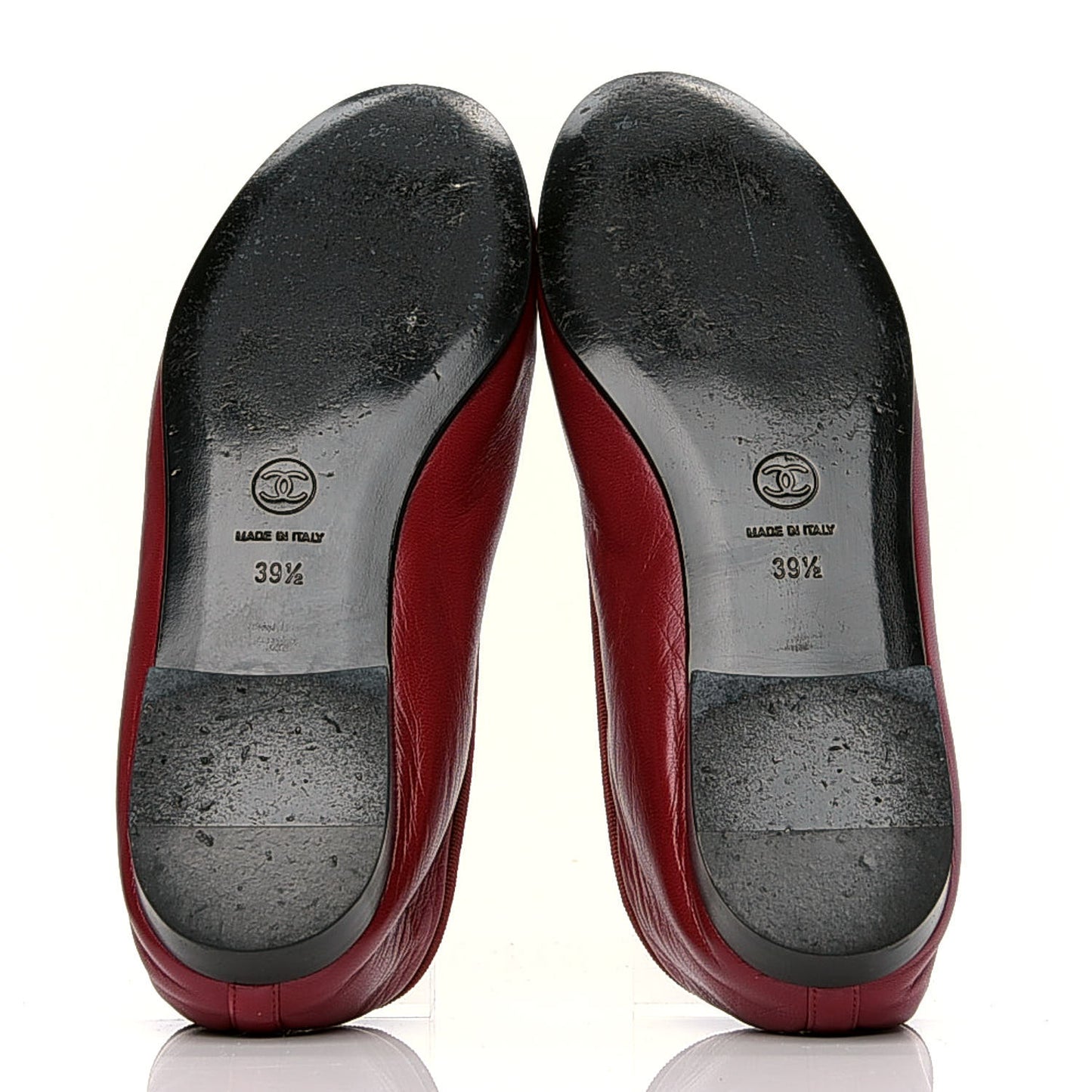 Lambskin Cap Toe Ballerina Flats 39.5 Red