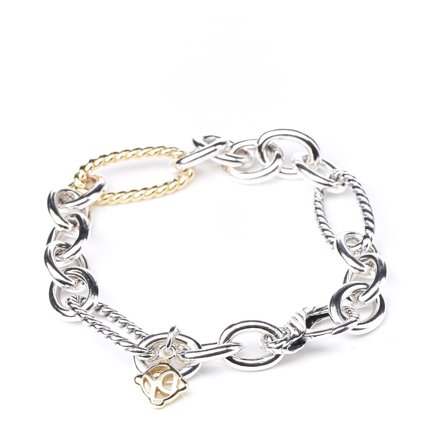 Sterling Silver 18K Yellow Gold Figaro Link Bracelet