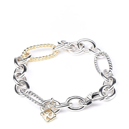 David Yurman Sterling Silver 18K Yellow Gold Figaro Link Bracelet 1 of 5