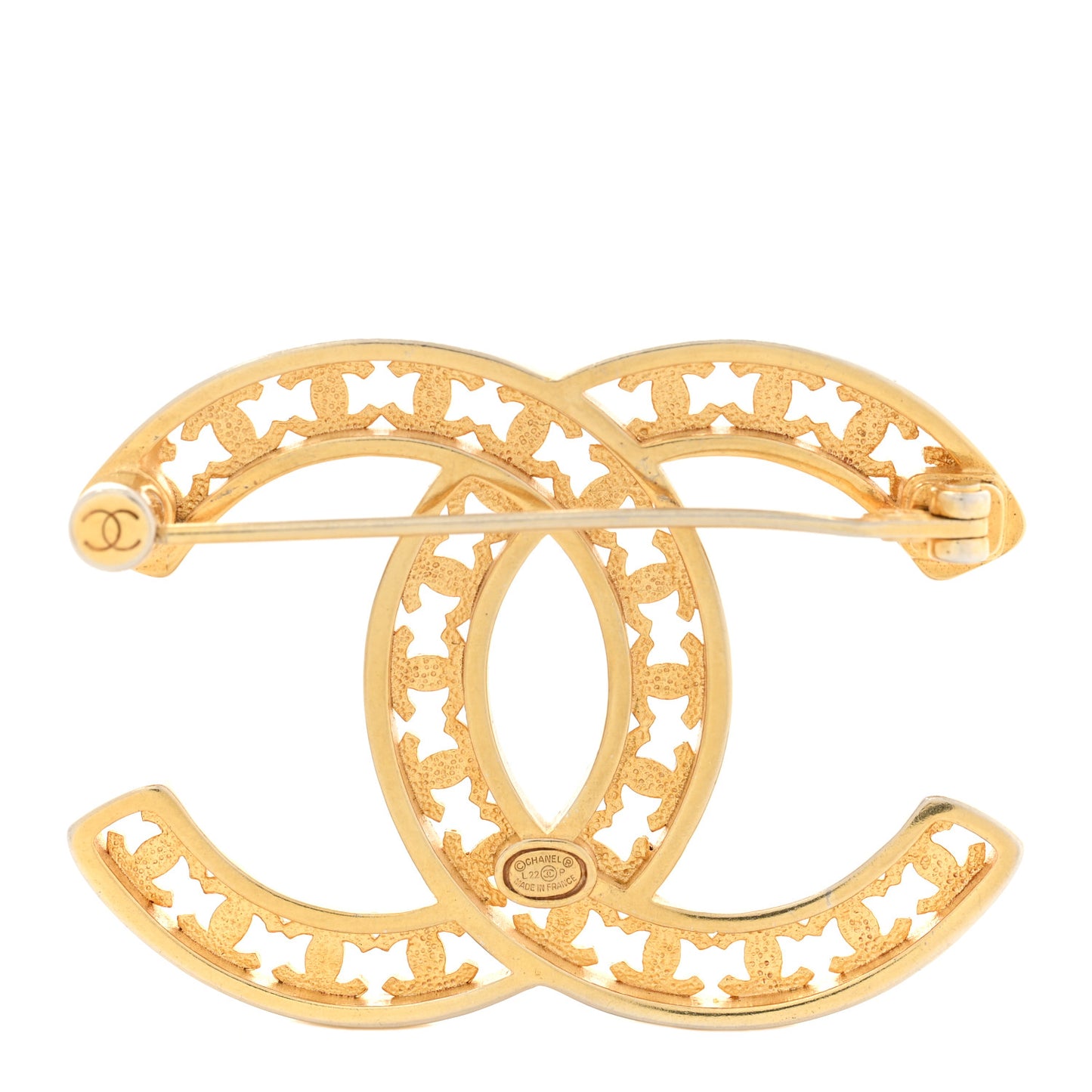 Metal CC Brooch Gold