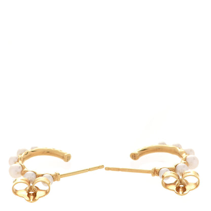 David Yurman 18K Yellow Gold Freshwater Pearl Petite Perle Hoop Earrings 3 of 5