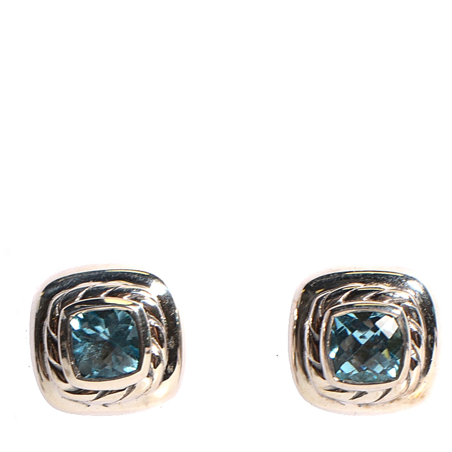 David Yurman Sterling Silver Blue Topaz 5mm Albion Earrings 1 of 6