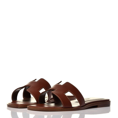 Hermes Box Calfskin Oran Sandals 36 Gold 3 of 8