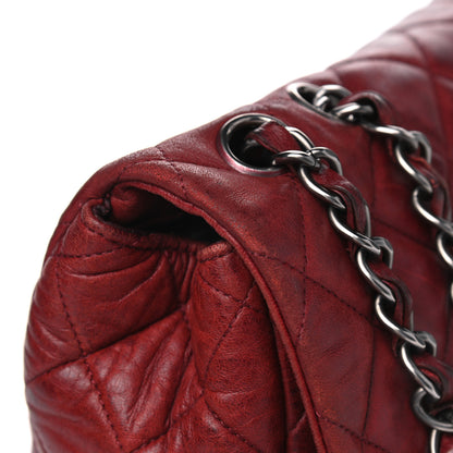 Chanel Lambskin Quilted Jumbo Single Flap Dark Red 12 of 17