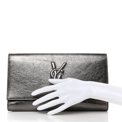 Saint Laurent Metallic Calfskin Large Belle De Jour Clutch Dark Silver 2 of 8