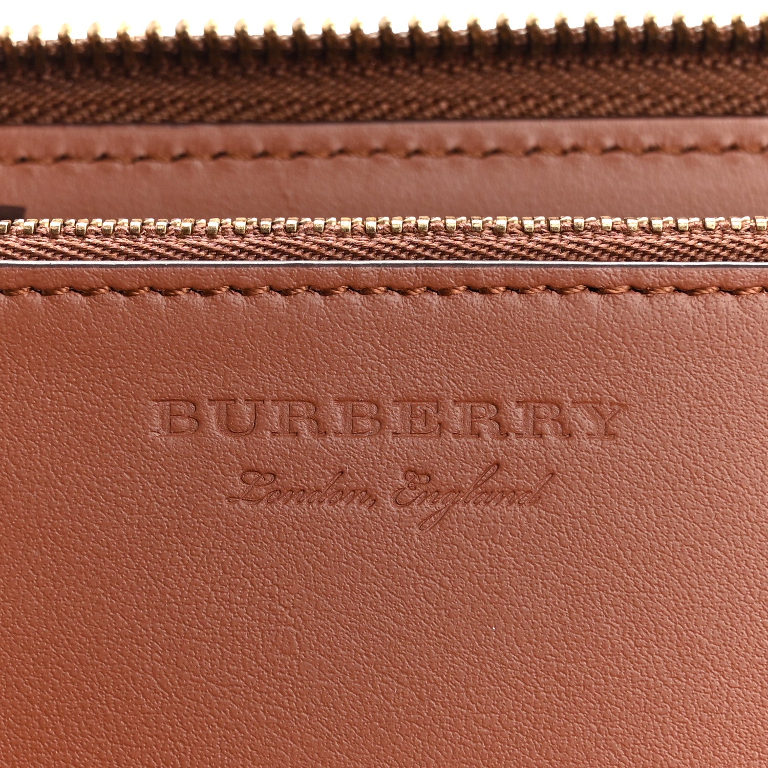 Burberry Grainy Calfskin London England Zip Around Wallet Chestnut Brown 7 of 11