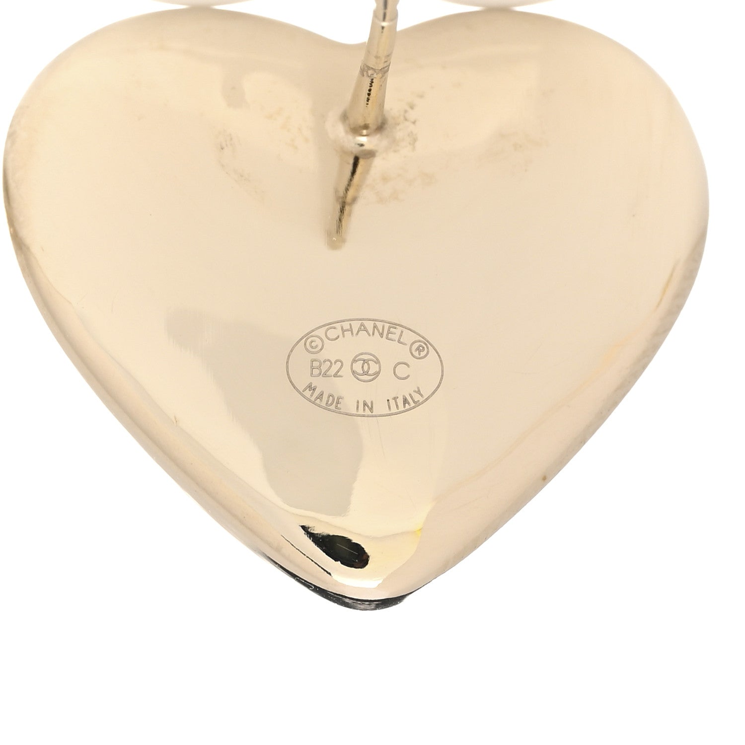Chanel Pearl CC Heart Earrings Gold 4 of 4