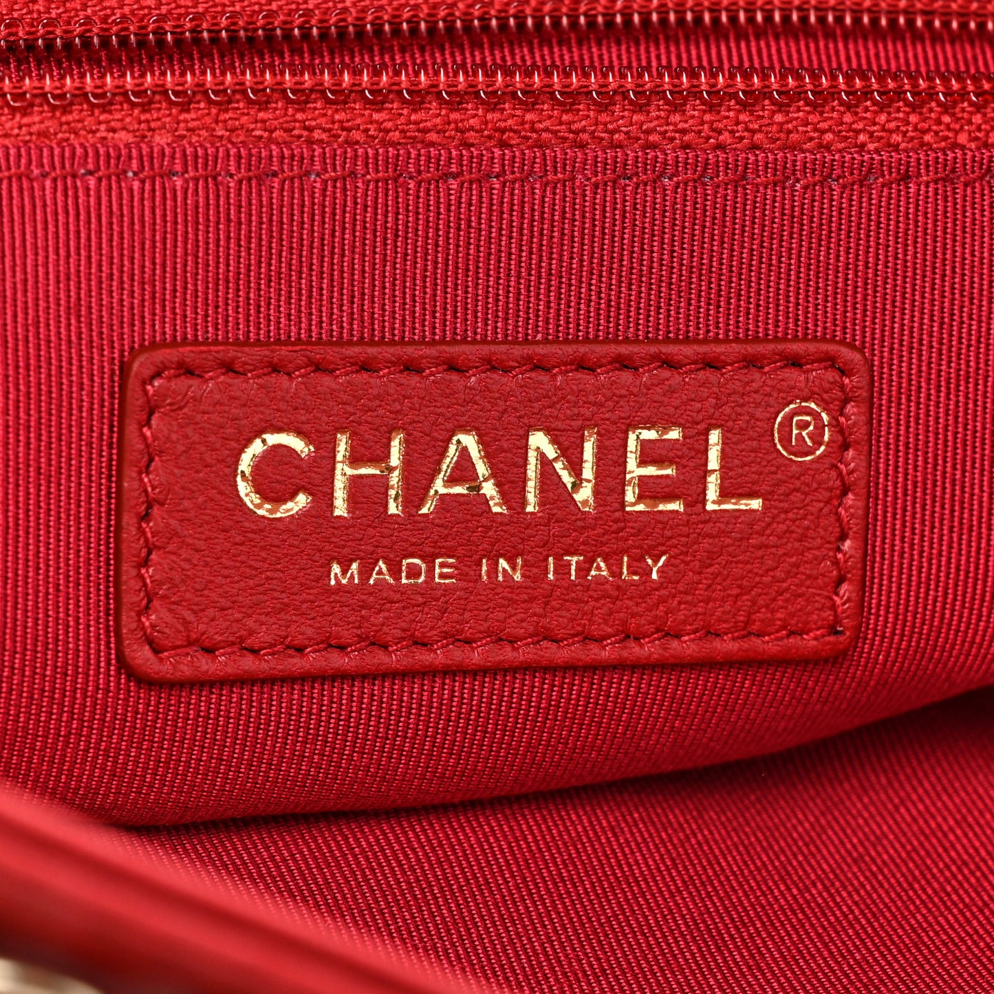 Lambskin Large Shopping Chain Tote Red