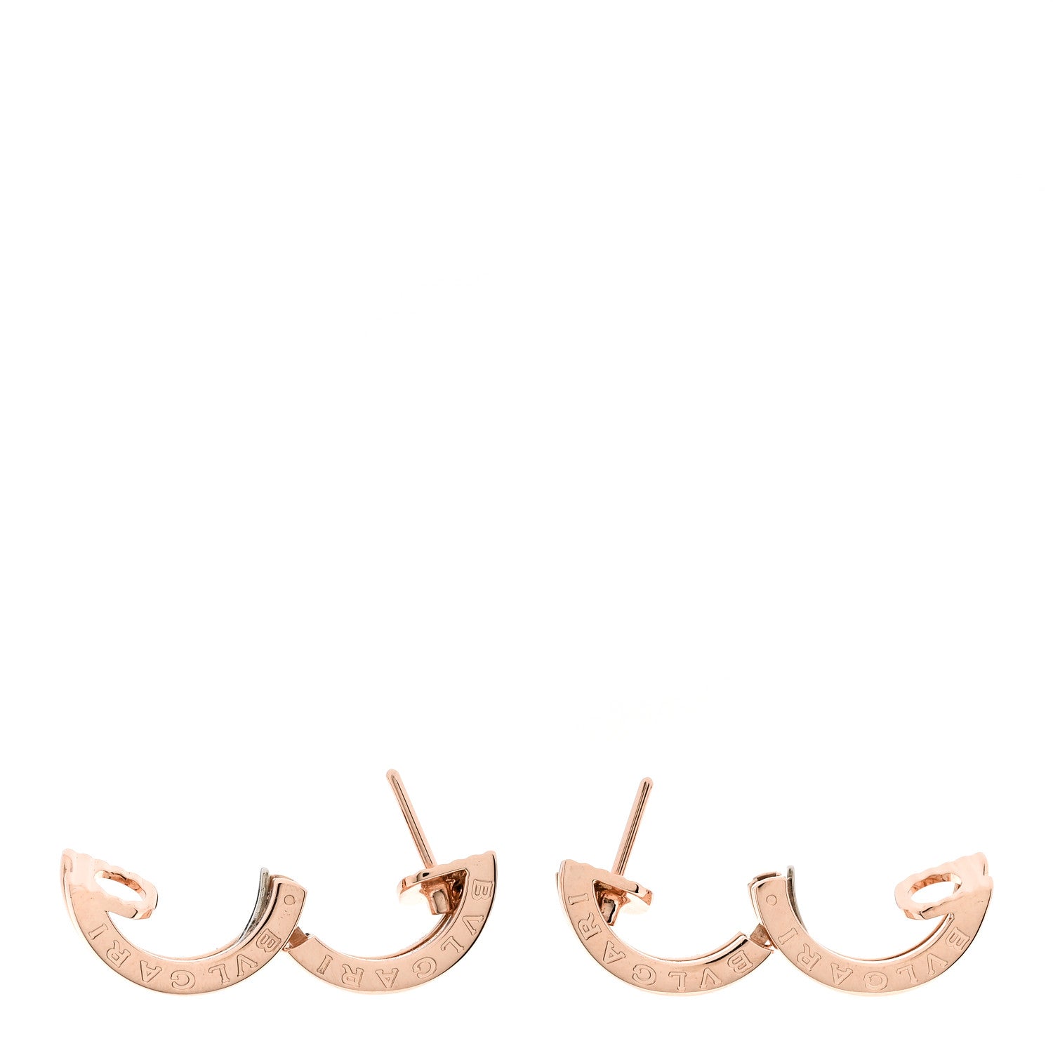 Bulgari 18K Rose Gold Diamond Small B.Zero1 Hoop Earrings 3 of 6