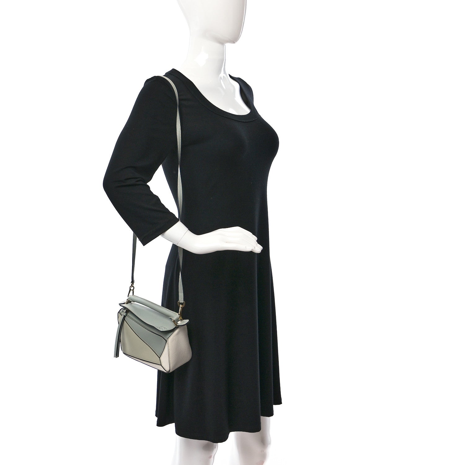 Loewe Calfskin Mini Puzzle Bag Ash Grey Marble Green 2 of 7
