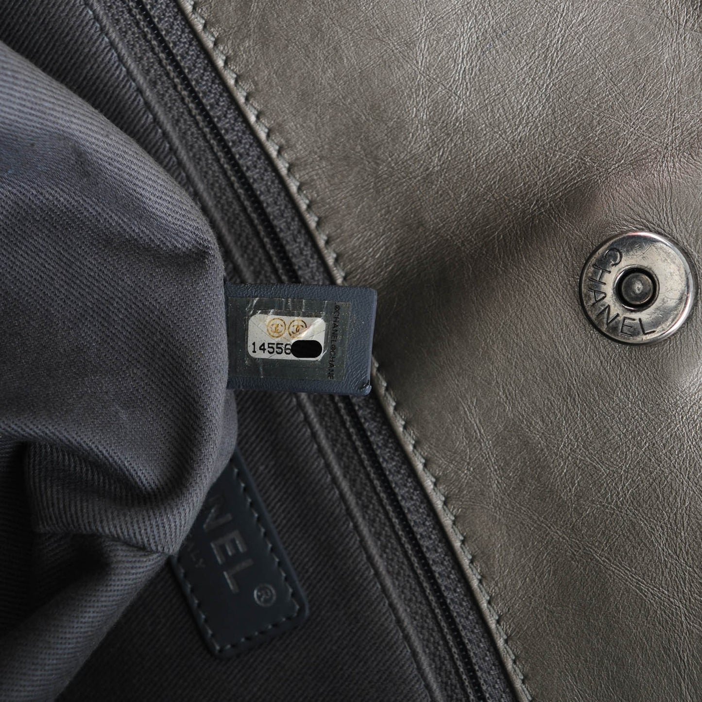 Aged Calfskin Quilted Reissue 2.55 Tote Dark Silver