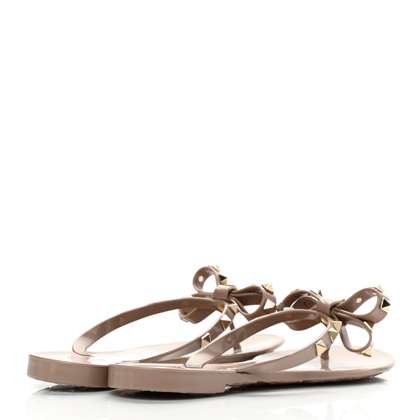 PVC Jelly Rockstud Bow Thong Sandals 38 Poudre