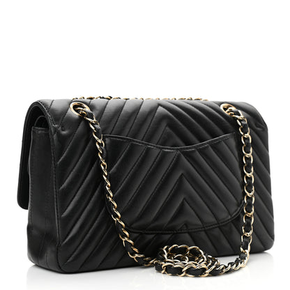 Chanel Lambskin Chevron Quilted Medium Double Flap Black 3 of 11