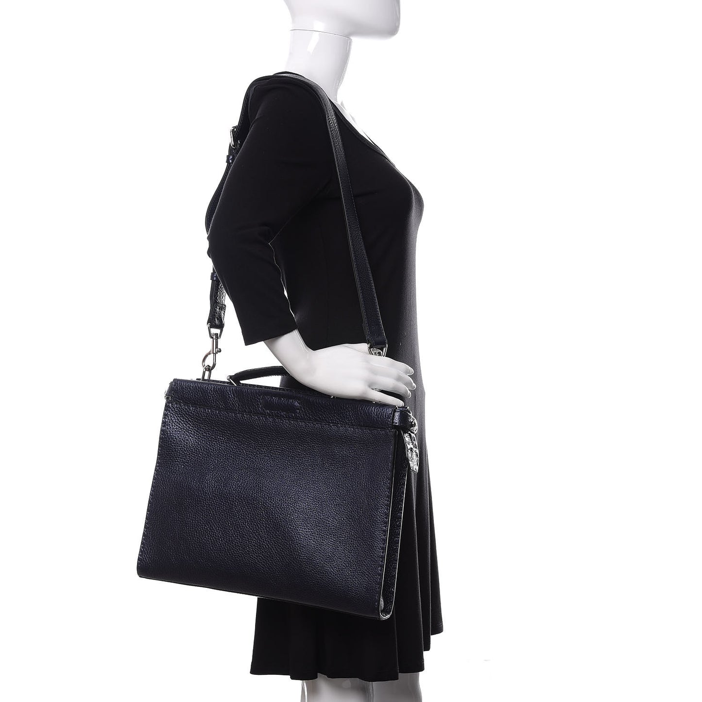 Cuoio Romano Lux Selleria Monster Eyes Embossed Large Peekaboo Iconic Fit Satchel Blue Notte