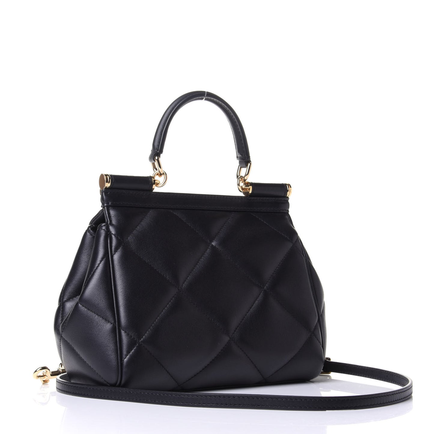 Calfskin Quilted Small Miss Sicily Satchel Black