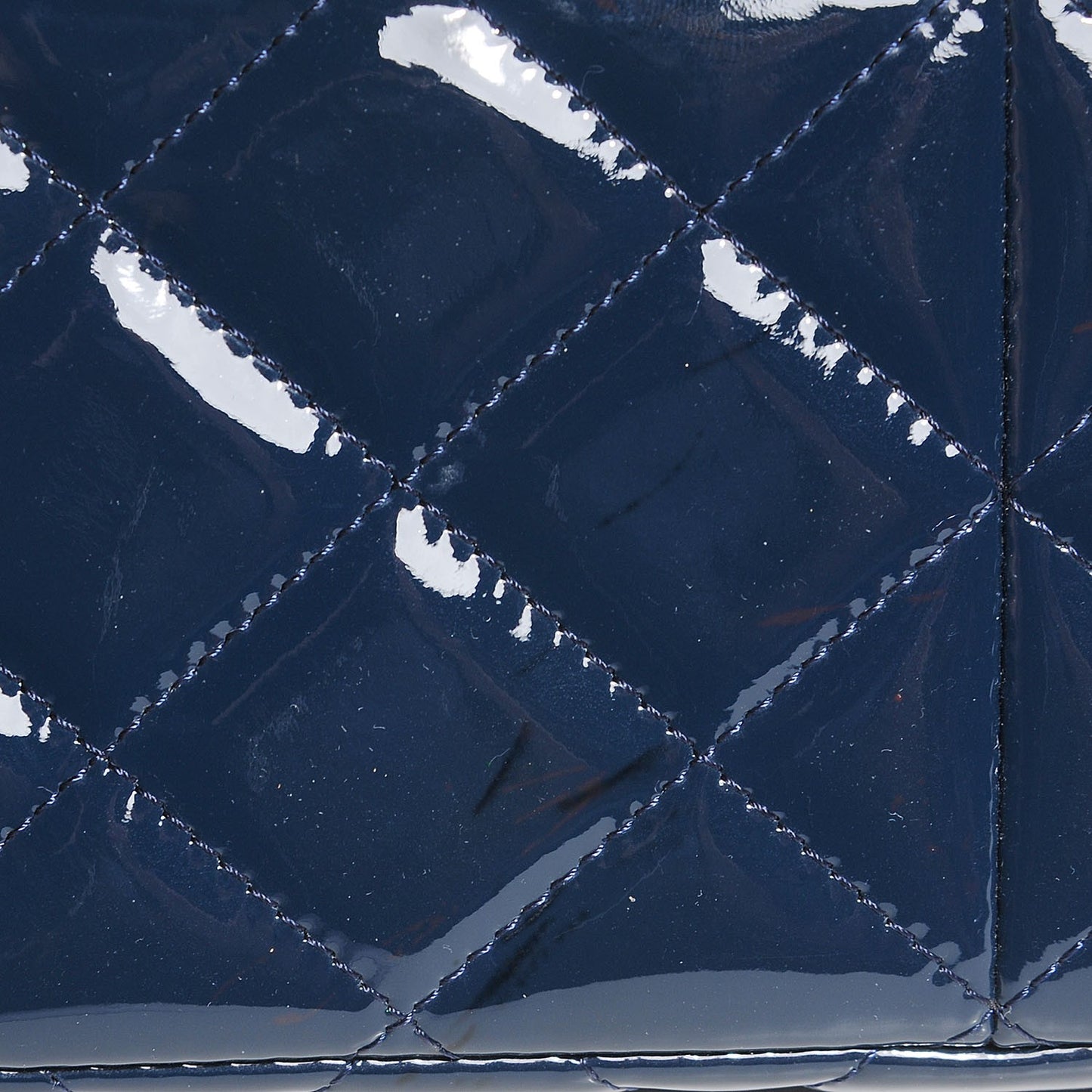 Patent Calfskin Quilted Jumbo Double Flap Blue