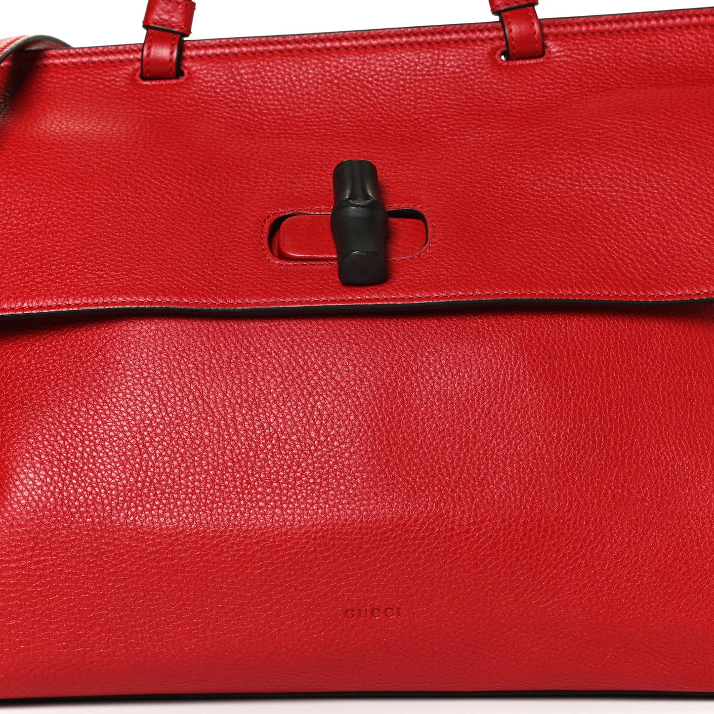Pebbled Calfskin Large Bamboo Daily Top Handle Bag Red