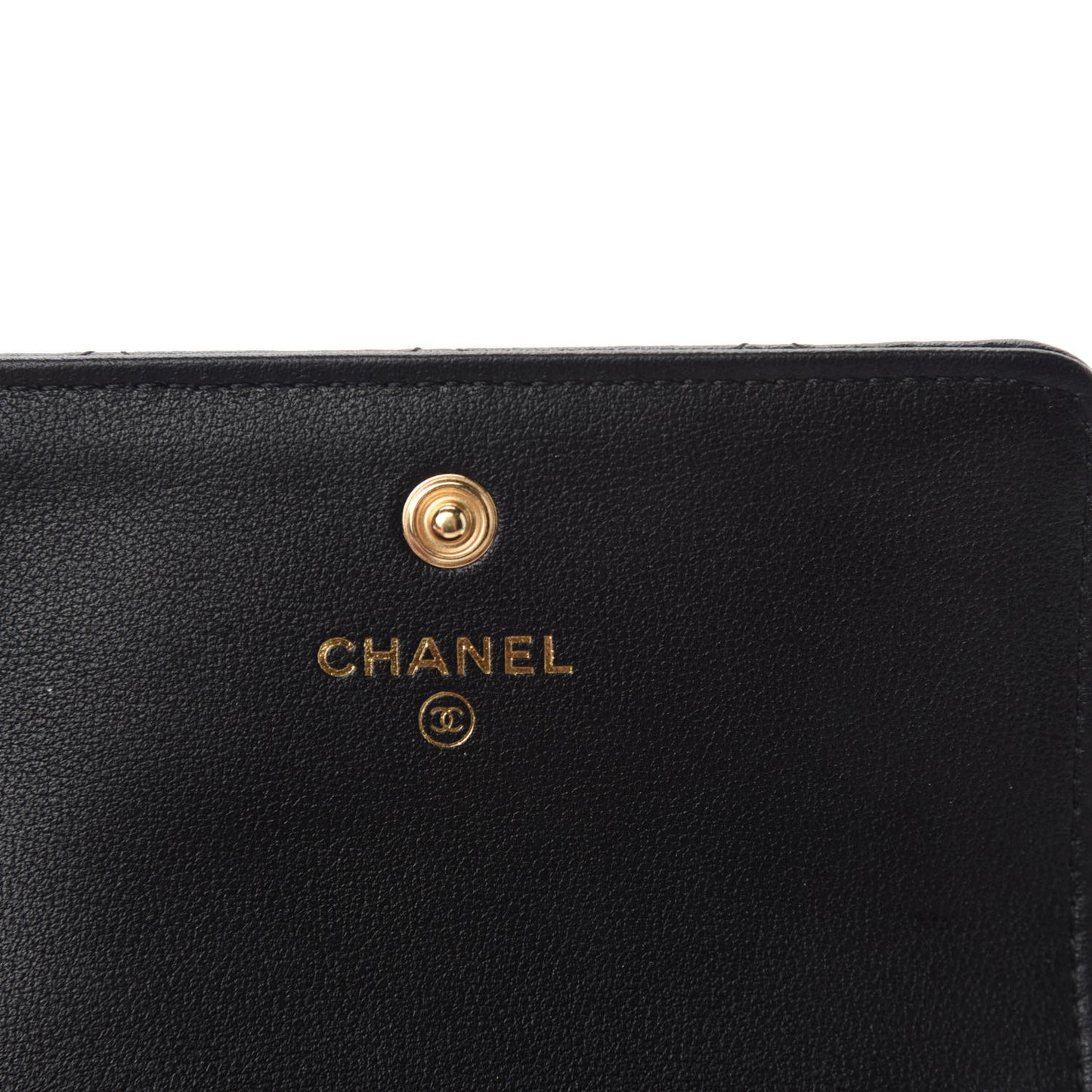 Calfskin Quilted About Pearls Card Holder Flap With Chain Black