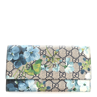 Gucci GG Supreme Monogram Blooms Continental Wallet Blue 1 of 7