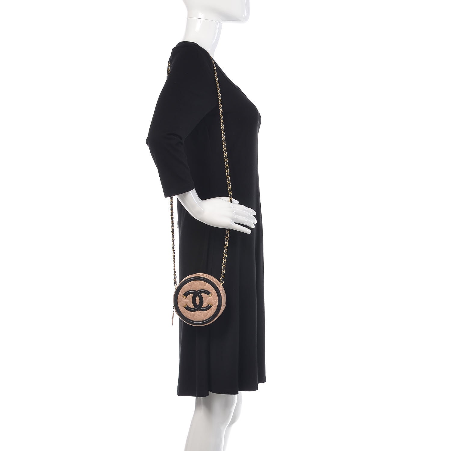 Chanel Caviar Quilted Round Filigree Crossbody Beige Black 2 of 9