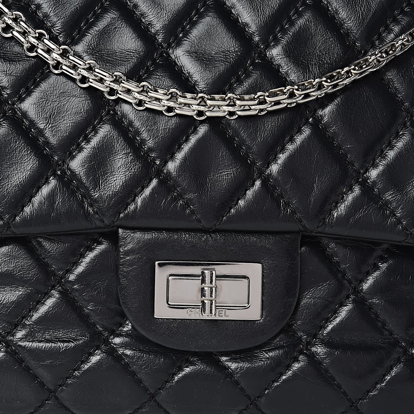 Glazed Calfskin Quilted Surpique 2.55 Reissue Black