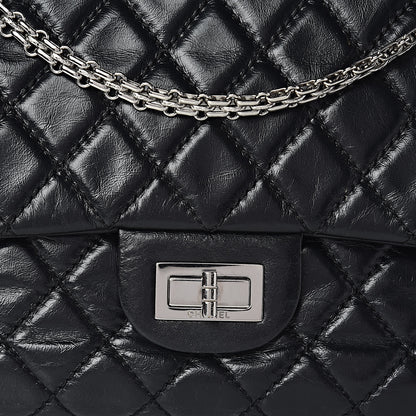 Chanel Glazed Calfskin Quilted Surpique 2.55 Reissue Black 16 of 17
