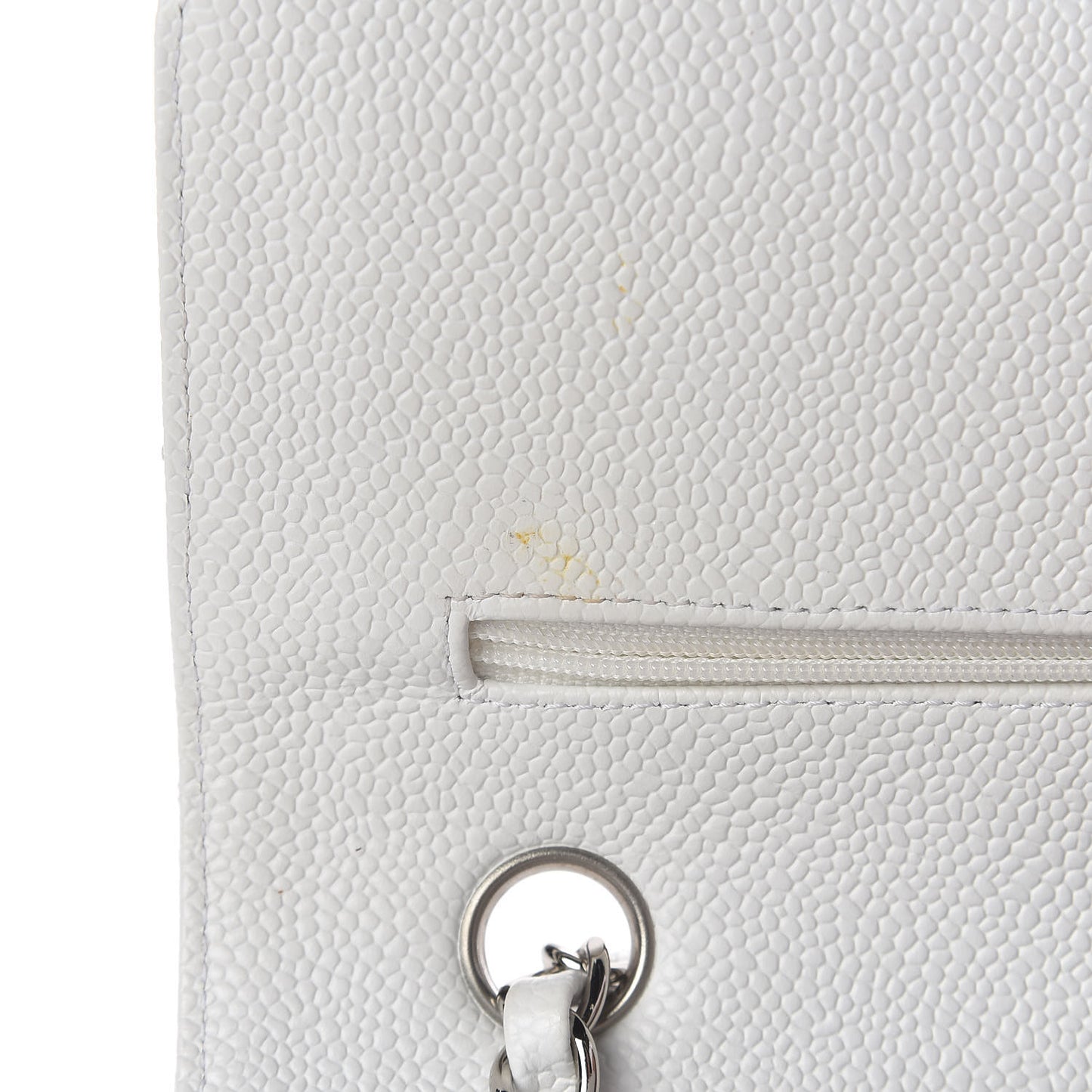 Caviar Quilted Medium Double Flap White