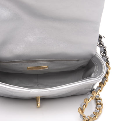 Chanel Metallic Goatskin Quilted Medium 19 Flap Silver 5 of 11