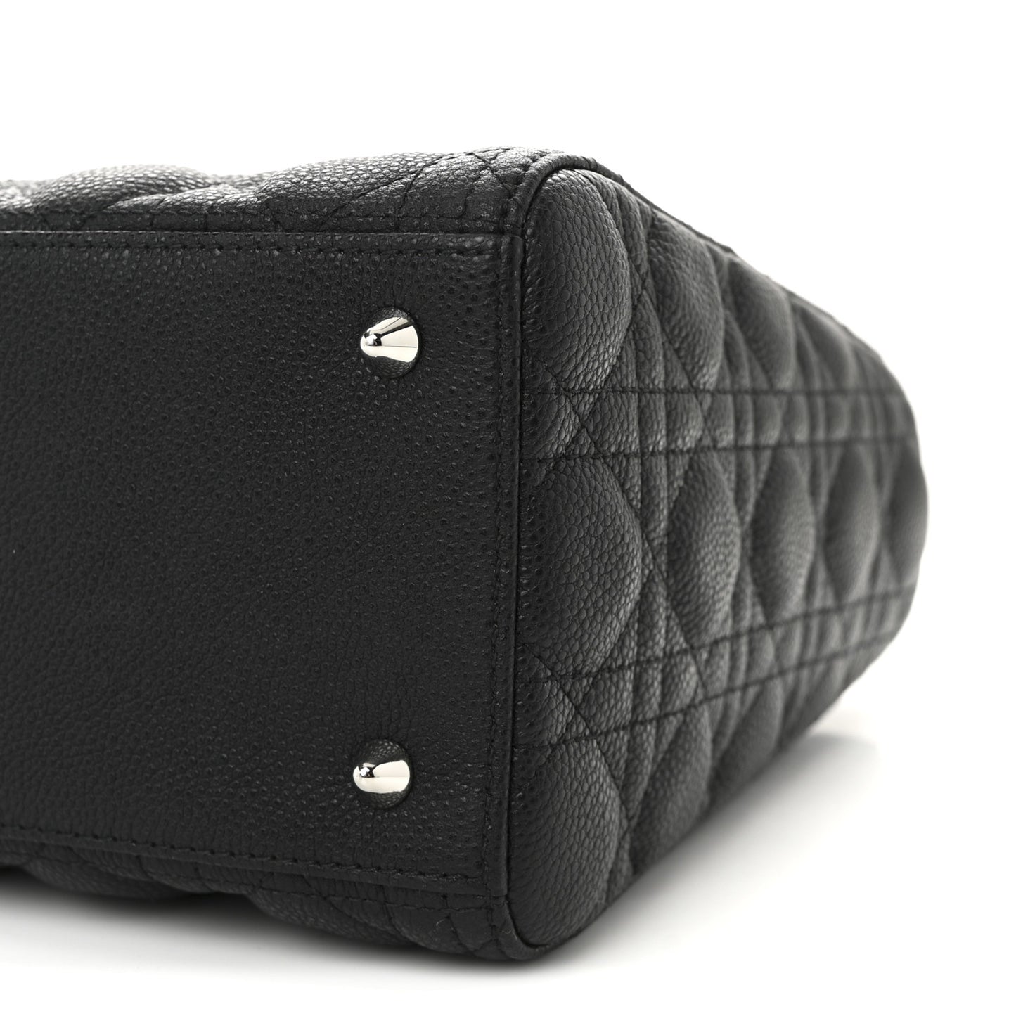 Grained Calfskin Cannage Medium Lady Dior Black