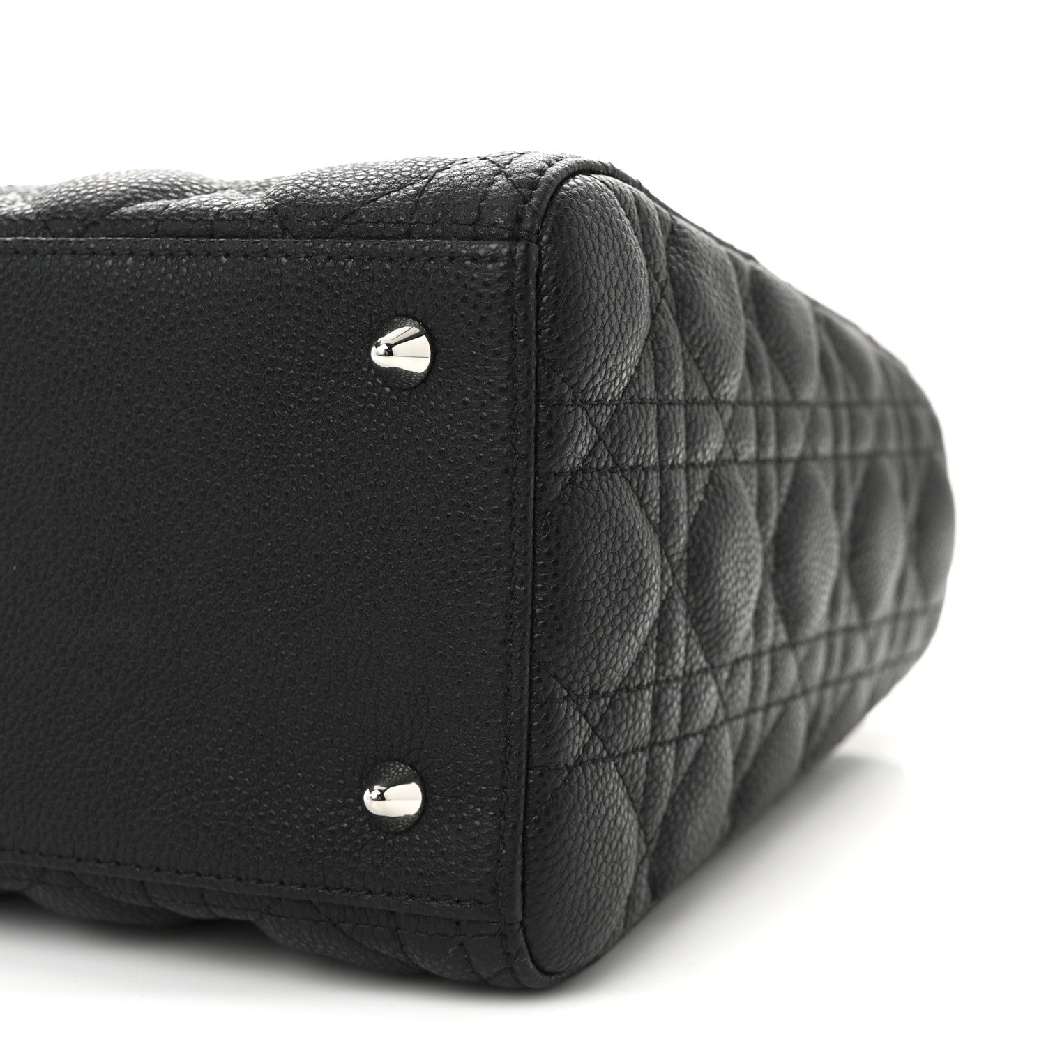 Christian Dior Grained Calfskin Cannage Medium Lady Dior Black 9 of 9