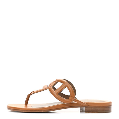 Hermes Nappa Womens Beach Sandals 37 Beige Dore 1 of 9