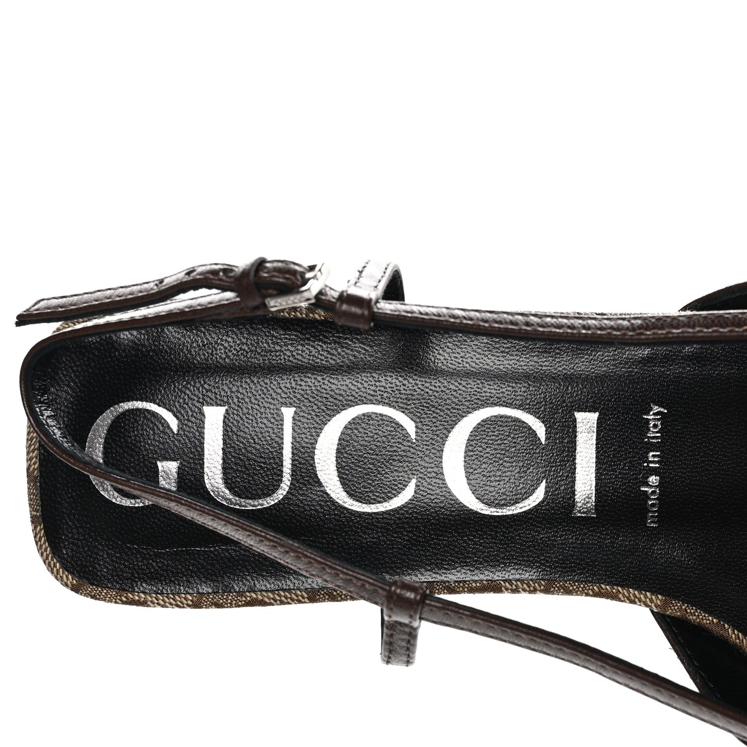 Gucci GG Monogram Malaga Kid Square G 35mm Slingback Pumps 40 Beige Ebony New Acero 7 of 8