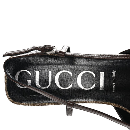 Gucci GG Monogram Malaga Kid Square G 35mm Slingback Pumps 40 Beige Ebony New Acero 7 of 8