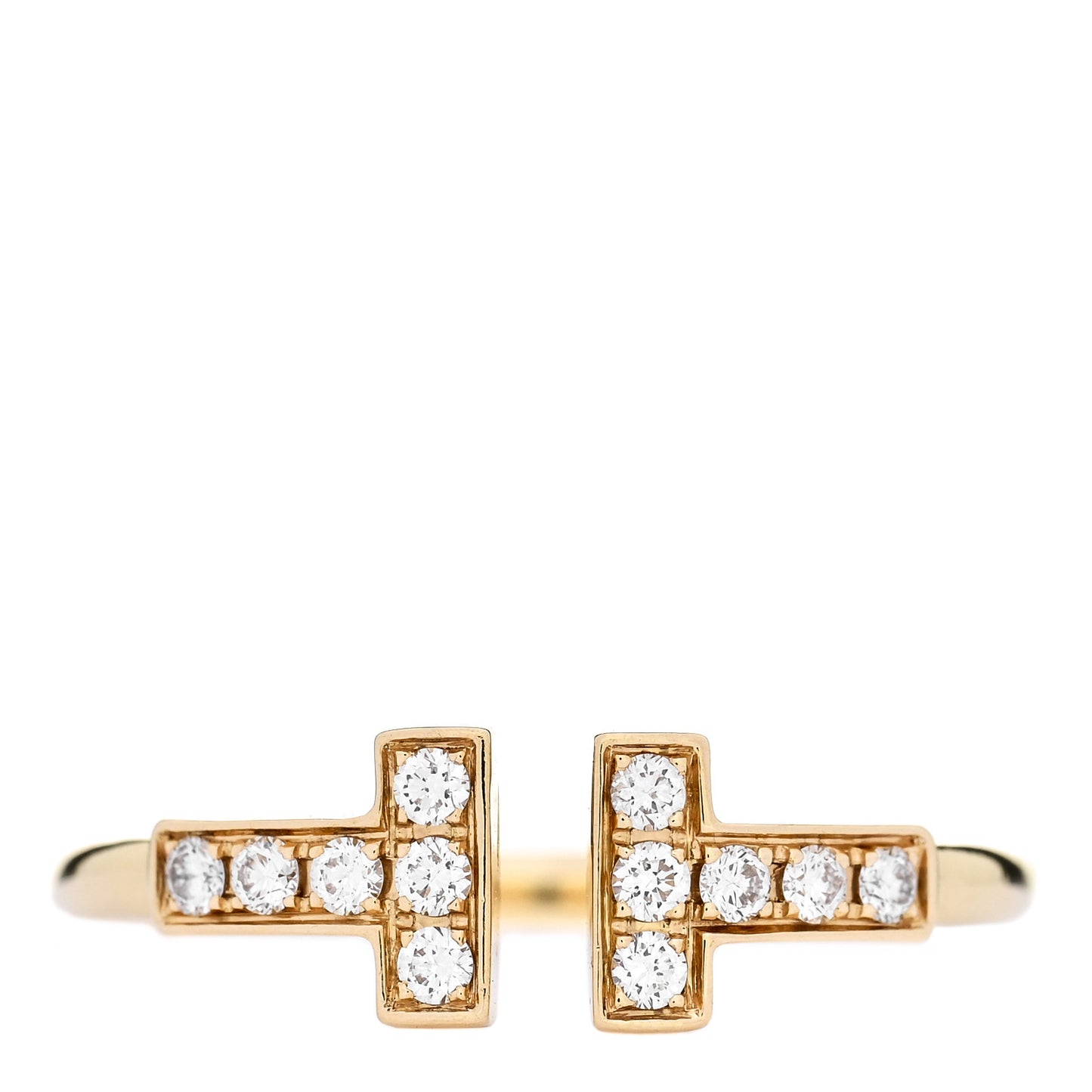 18K Yellow Gold Diamond T Wire Ring 49 5