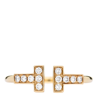 Tiffany 18K Yellow Gold Diamond T Wire Ring 49 5 1 of 4