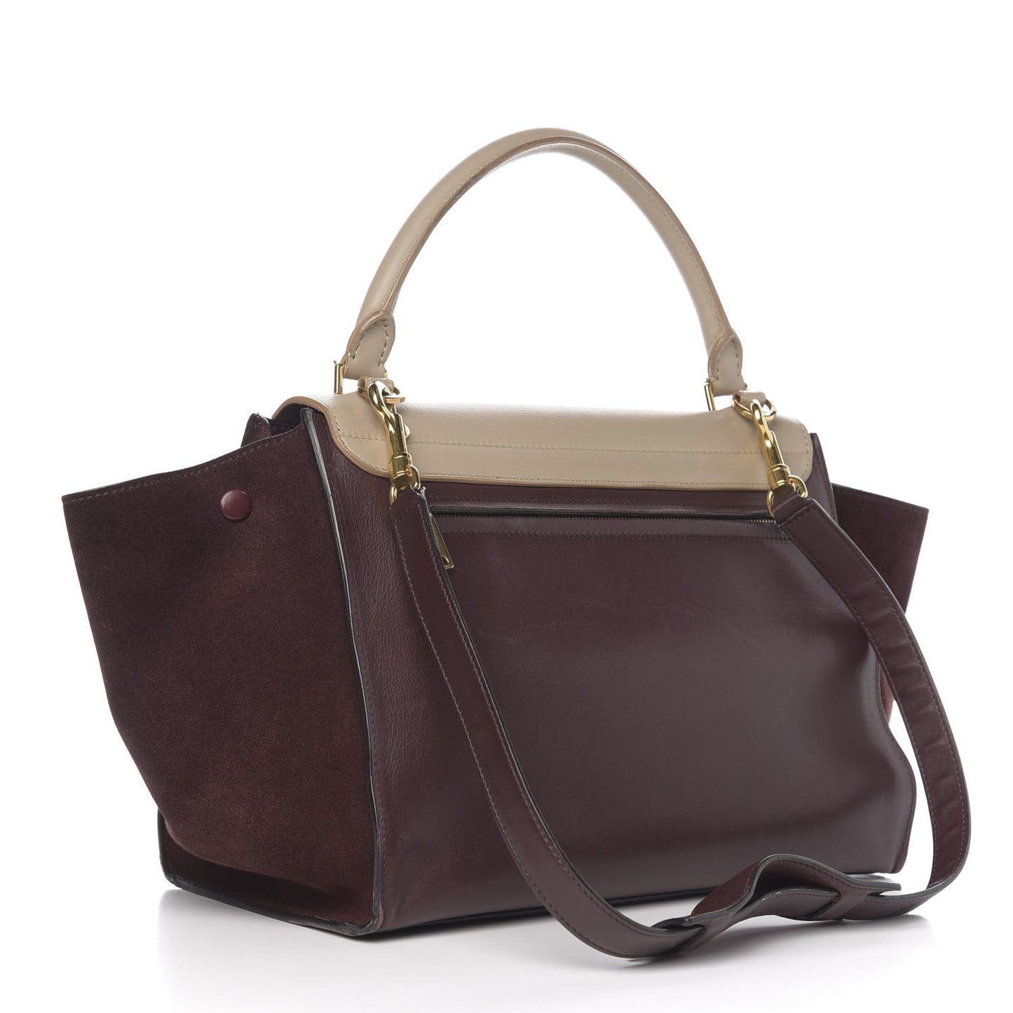 Smooth Calfskin Suede Medium Bi-Color Trapeze Burgundy