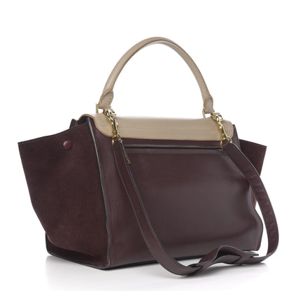 Celine Smooth Calfskin Suede Medium Bi-Color Trapeze Burgundy 2 of 11