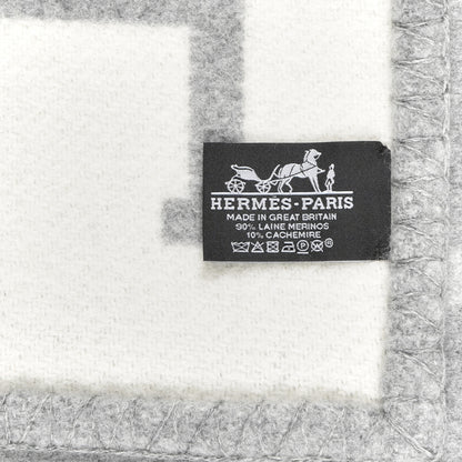 Hermes Wool Cashmere Avalon III Blanket Ecru Gris Clair 3 of 3