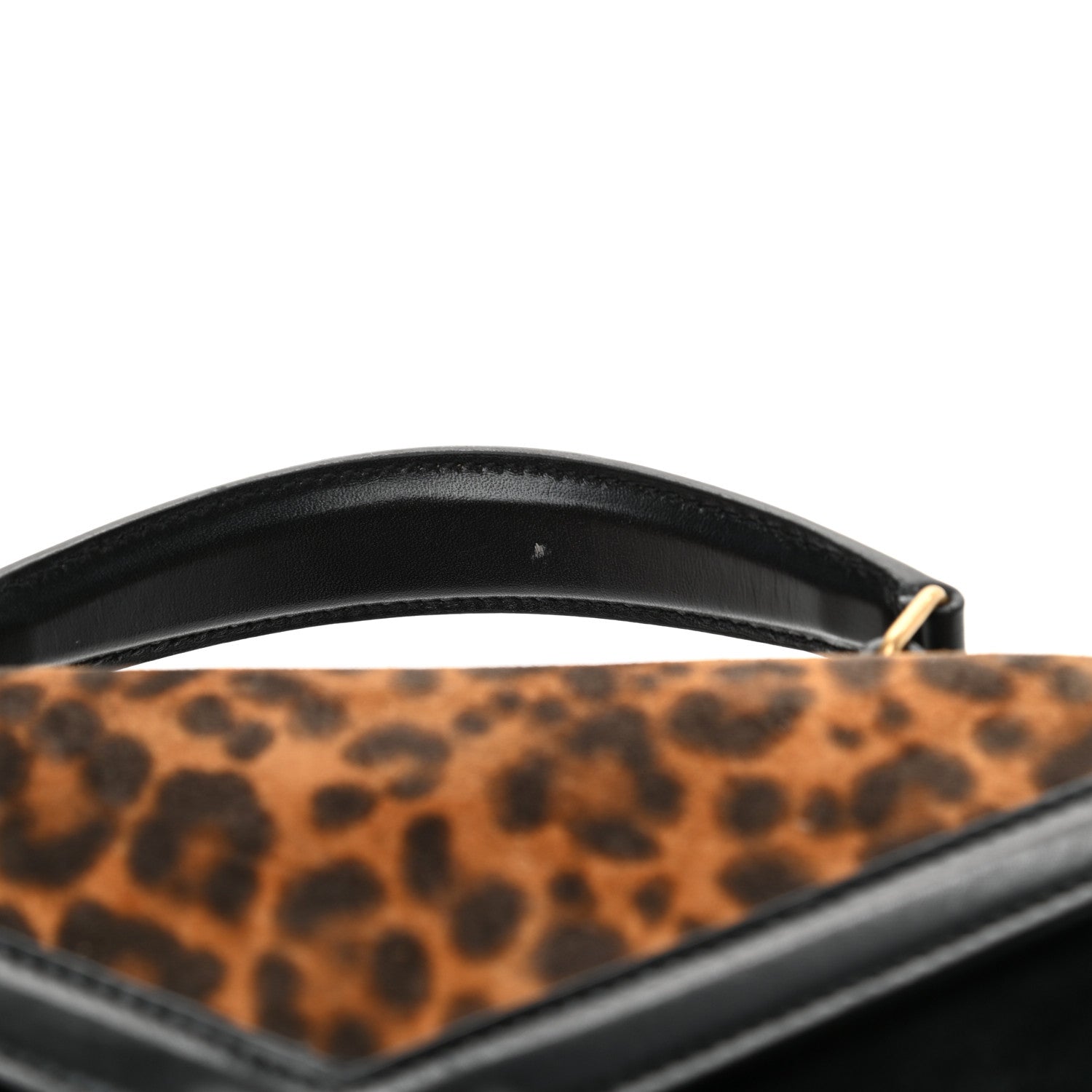 Saint Laurent Suede Leopard Print Mini Classic Monogram Cassandra Top Handle Manto Naturale Black 17 of 17