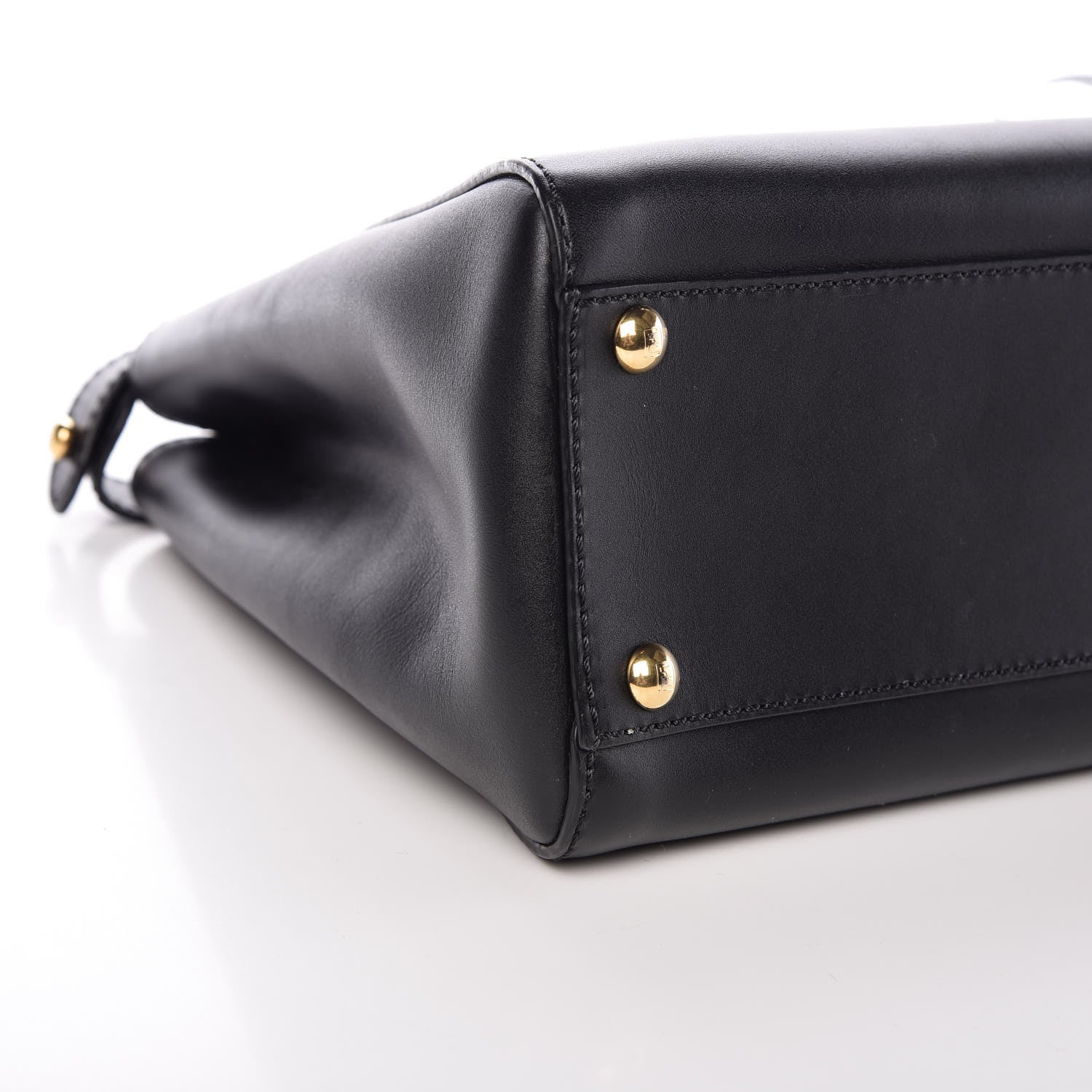 Fendi Vitello Morgan Shiny Nappa Medium Peekaboo Iconic Satchel Black Rosa Plaster 11 of 14