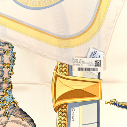 Hermes Silk Grand Apparat Forever Scarf 90 Creme Gold Multicolore 3 of 3