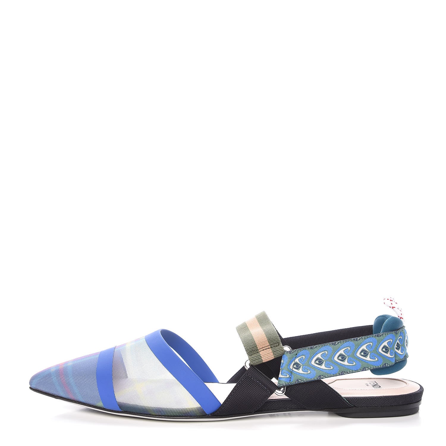 Fendi Technical Mesh Tartan Plaid Colibri Slingback Ballerina Flats 42 Ceruleo Militare Sand Salvia 1 of 8